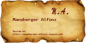 Mansberger Alfonz névjegykártya
